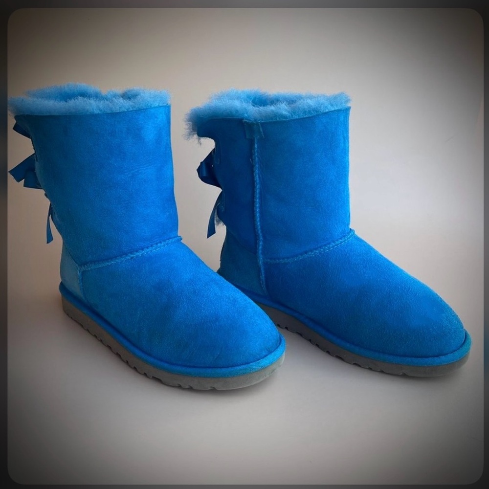 Bright Blue Bailey Bow UGG Boots - Picture 2 of 2